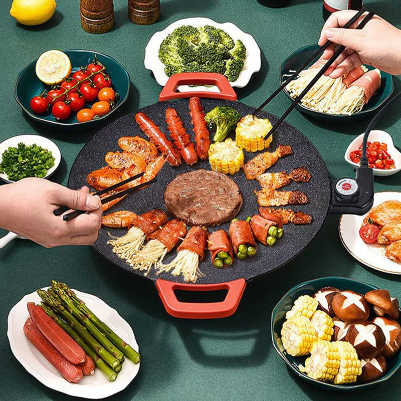 

Multifunctional Smokeless Electric Grill Barbecue Electric Grill Plate Maifan Stone Non-stick Pot Household Barbecue Plate