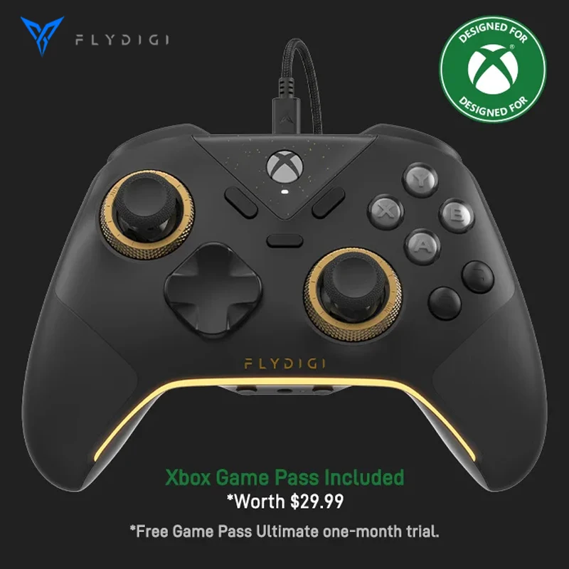 Фото Оригинальный проводной элитный контроллер FLYDIGI Black Warrior 5S для Series X | Лицензированный регулируемый джойстик S PC с переключателем силы нажатия №4