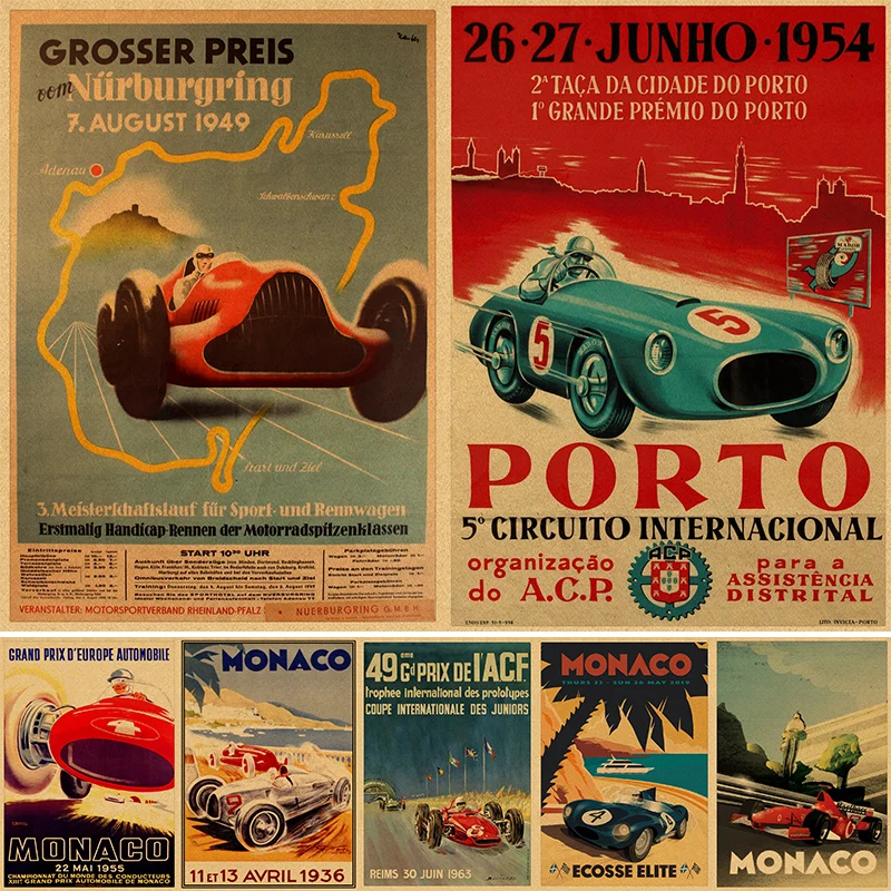 Супергоночный автомобиль 1987 года Grand Bahama винтажный Гран-при Постер из