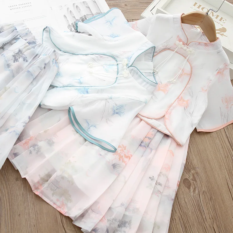 Традиционный костюм ханьфу в древнем китайском стиле для девочек комплект из 2