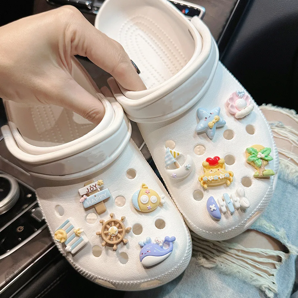 Милый мультяшный океанский стиль обувь с отверстиями подвески украшения летние