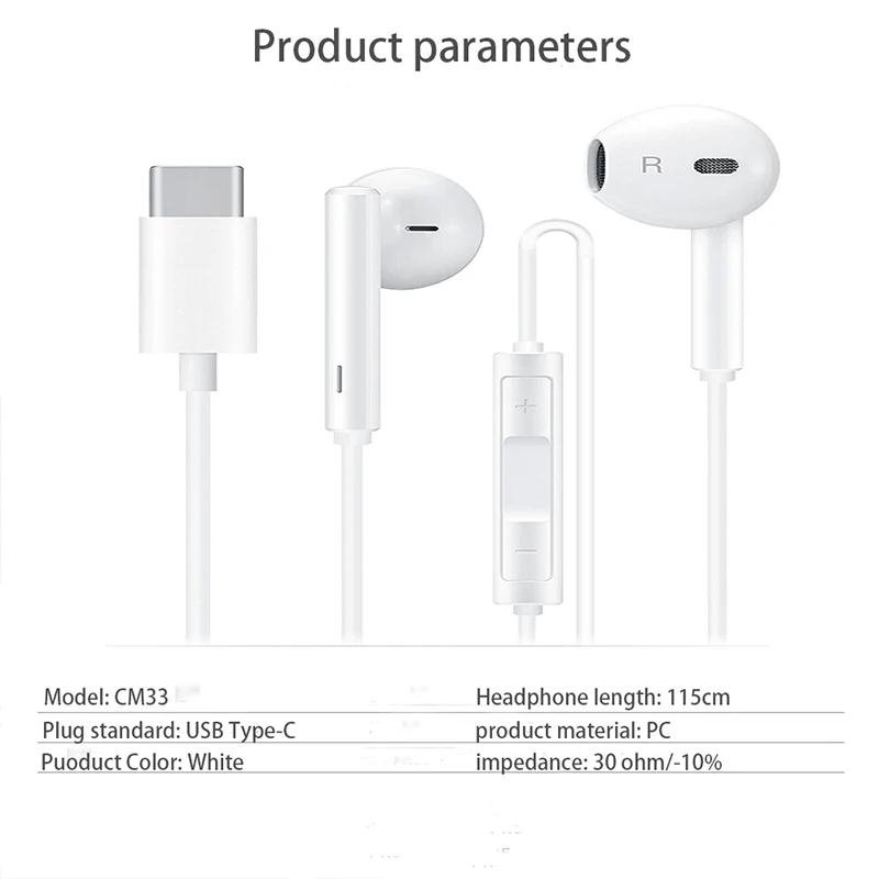 Оригинальные наушники HUAWEI CM33 USB Type-C наушники-вкладыши гарнитура с микрофоном для