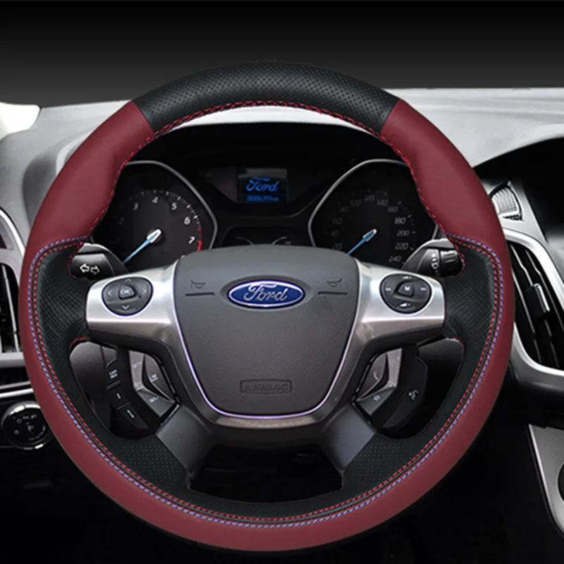 

DIY Ручная строчка замша кожа искусственная кожа для Ford Focus Fiesta Mondeo интерьерные автомобильные аксессуары