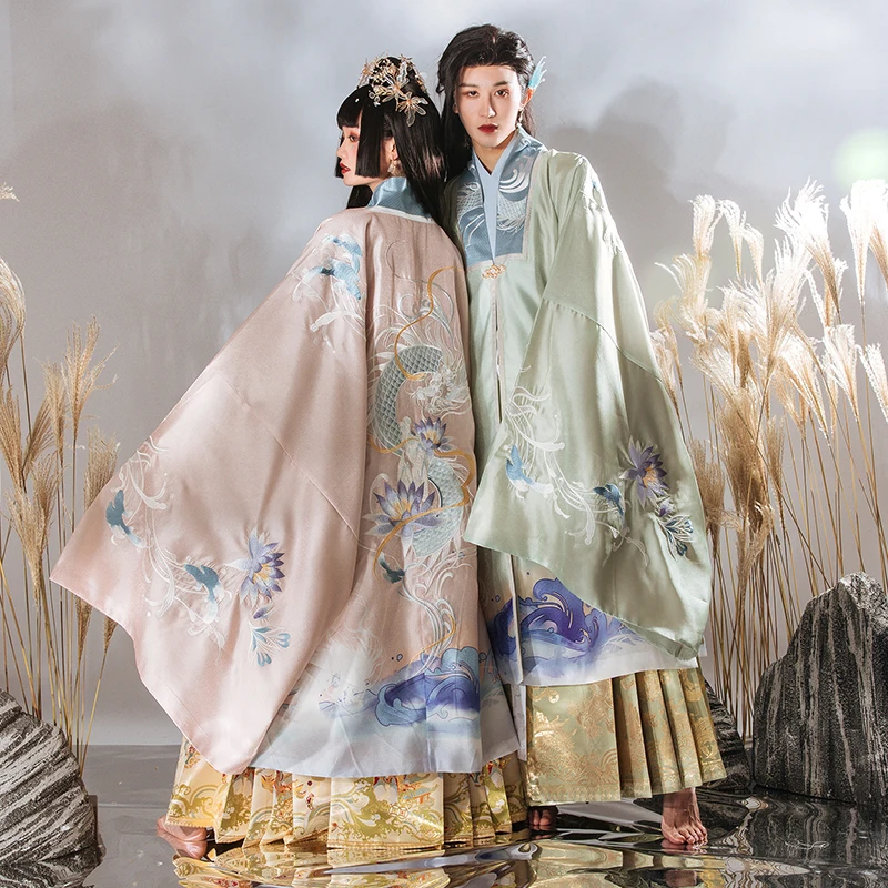 

LiuYanXiLing Original Ming Dynasty Heavy Industry Dragon Embroidered Cloak For Men Women Chinese Traditional Couple Hanfu Robe