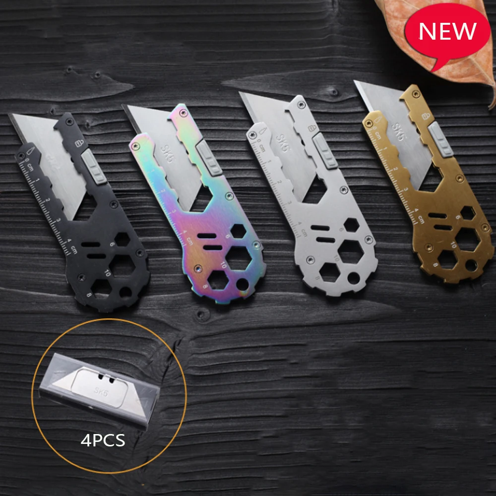 

Free Tools Functional Outdoor Handle Survival 4 Portable Multifunctional Utility Blade Multi Blades Knife Cutter