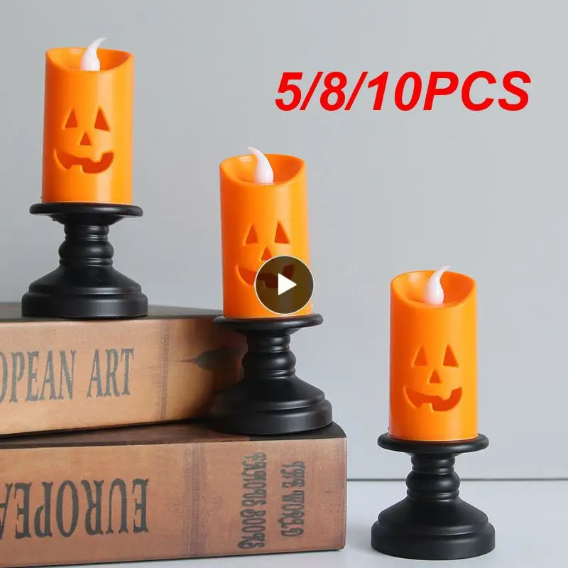 

Halloween Candle Lights LED Colorful Candlestick Lamp Ghost Festival Decoration Pumpkin Light Halloween Party Decor Horror Props