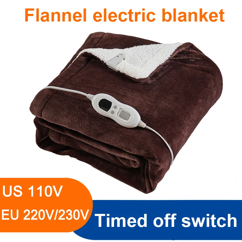 

Washable Flannel Rapid Heating Electric Blanket Quilt US/EU Plug 110V/220V Security Thermostat Winter Warm Pad Double Bed Warmer