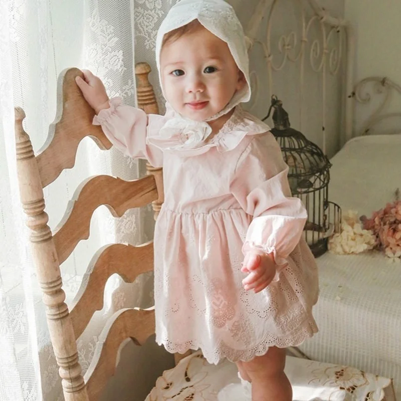 

Princess Infant Baby Girls Lace Embroidery Romper Dress Sweet Baby Flare Sleeve Pink White Jumpsuit Spring Summer Romper CL871