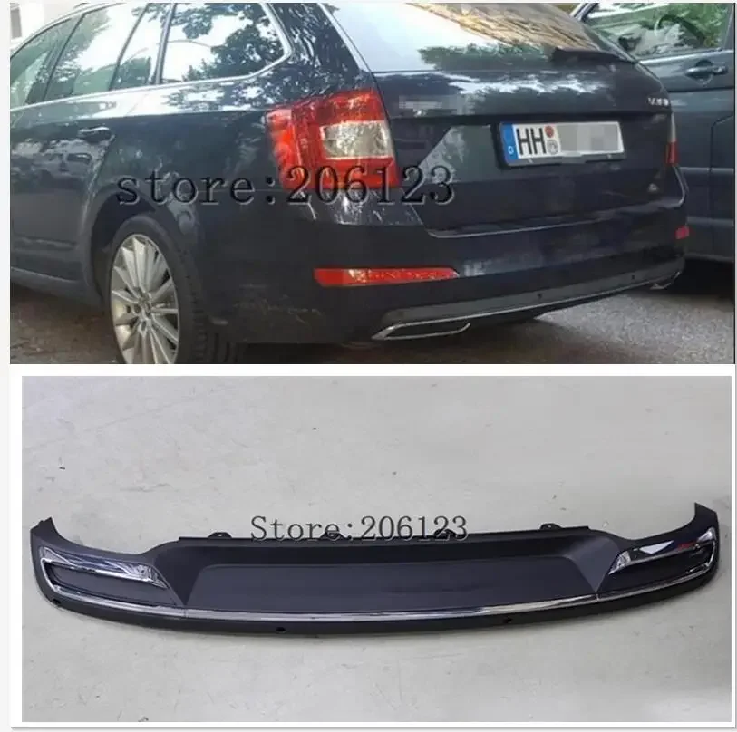 

Рассеиватель для заднего бампера, черный, полипропиленовый, хромированный, для skoda Octavia 4dr или 5dr 2014, 2015, 2016, 2017