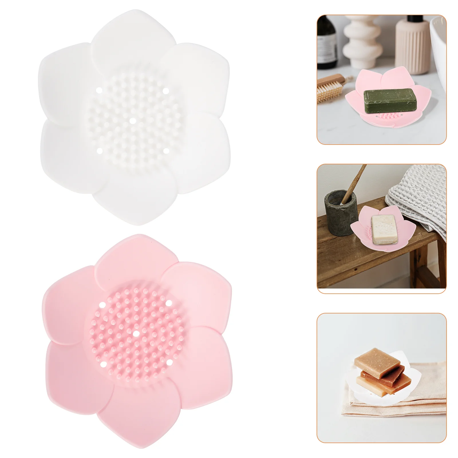 

Soap Holder Dish Tray Plate Bathroomsink Flower Siliconebar Kitchen Sponge Household Saver Fordesktop Resistant Lotus Tabletop