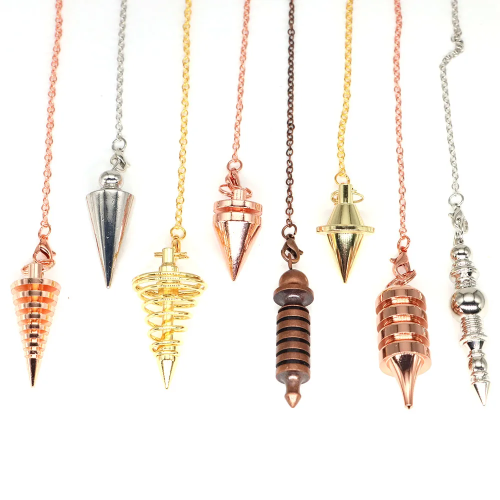 Металлический маятник для гадания подвески спиральный маленький конус медные