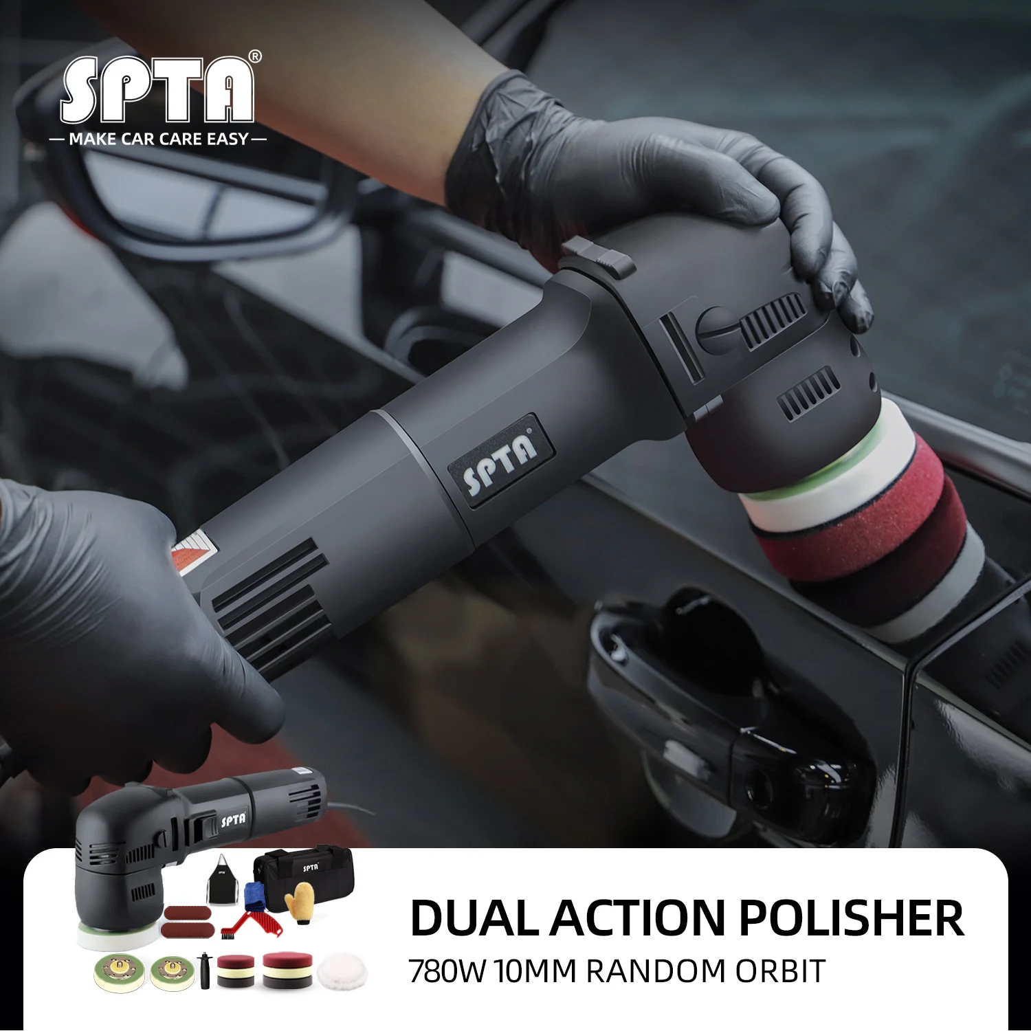 Полировальная машинка SPTA 3 дюйма 780 Вт с губкой