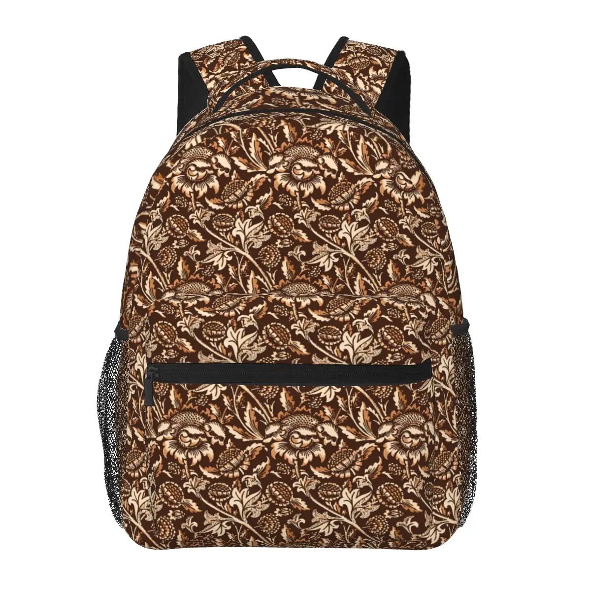

Brown Floral Backpack Sunflowers Print Camping Backpacks Girl Casual School Bags Design Print Rucksack