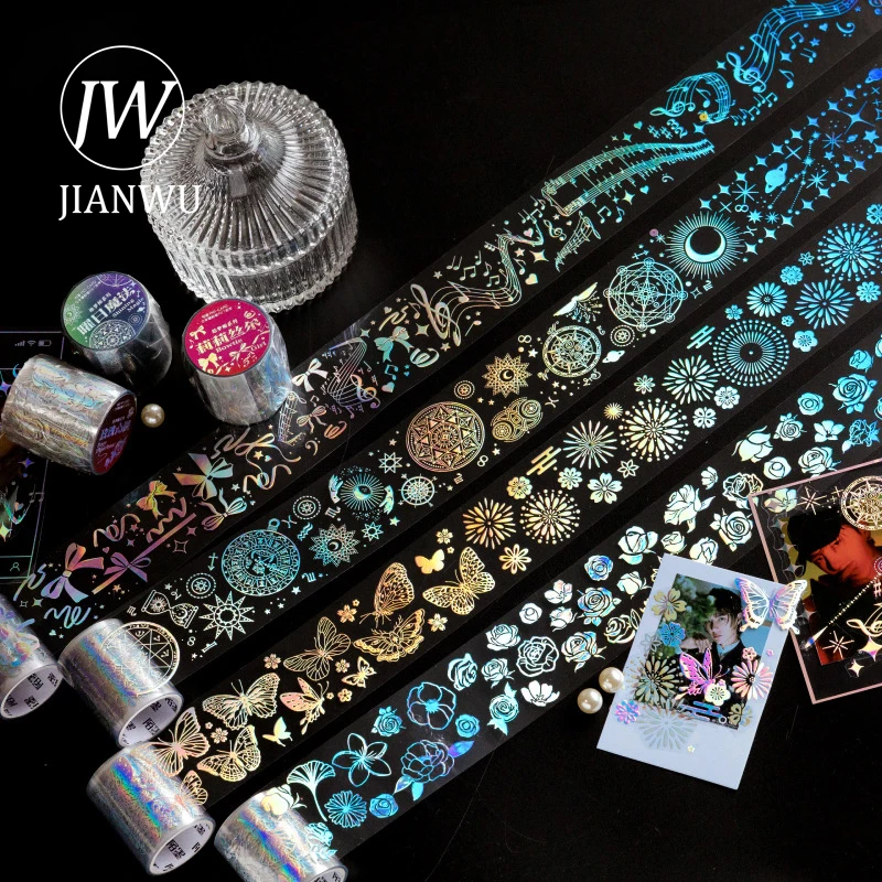 

JIANWU 50mm*5m Creativity Hot Silver Washi Tape DIY Scrapbooking Diary Decoration Laser Masking Tape Kawaii Stationery Supplies