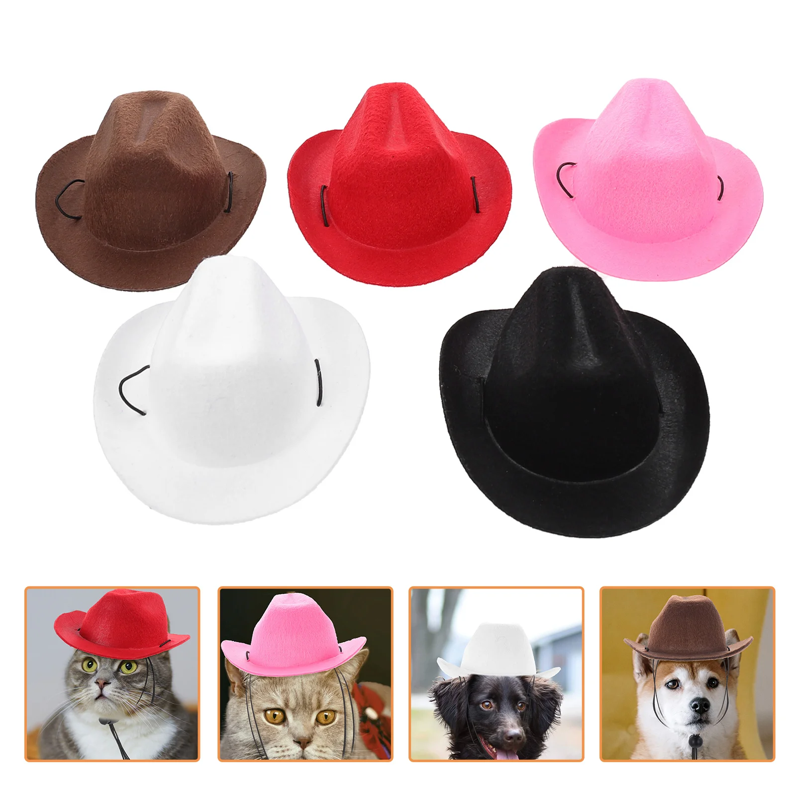 

5Pcs Household Cat Hats Cowboy Dog Hats Decorative Puppy Hats Puppy Accessory