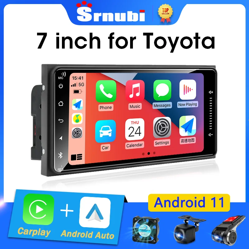 Andriod 11 Car Radio for TOYOTA Corolla Crown Camry Hiace Previa RAV4 Prado VIOS 2 Din Universal 7" Multimedia Player DVD Stereo