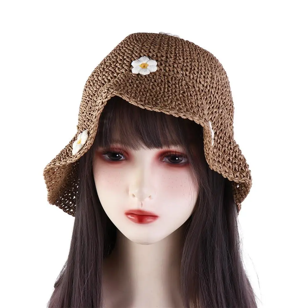 

Fashion Summer Foldable UV Protection Boho Travel Sunscreen Flower Beach Hat Sun Hat Sun Cap Straw Hat Sun Protection
