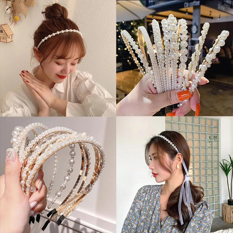 

Pearl Hair Band Sweet Fashion Headwear Simulation Pearl Hairbands Hair Hoops Holder Ornament Lady Elegant Hair Accessories New