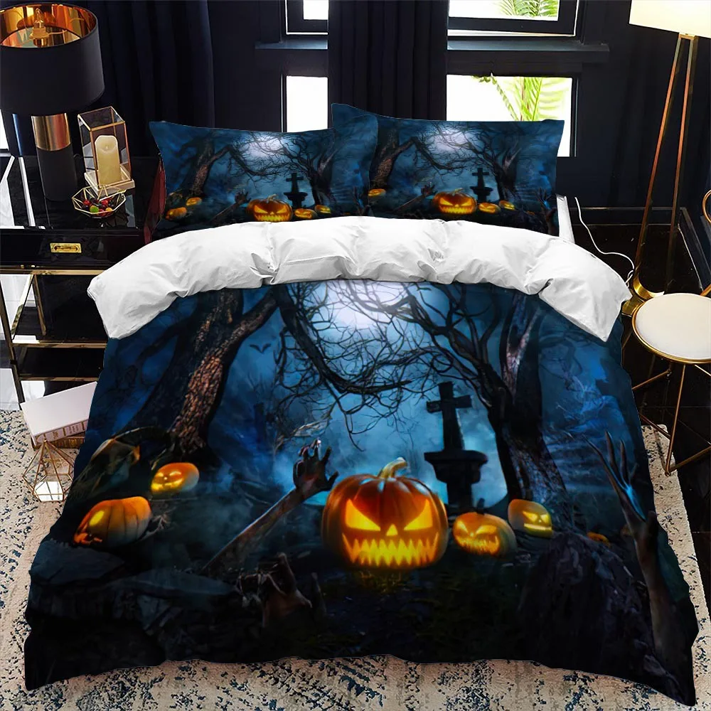 Halloween Horror Theme Comforter Cover Gothic Spooky Duvet Cover for Teens Adult Men Tree Terror Quilt Cover Home Decoration