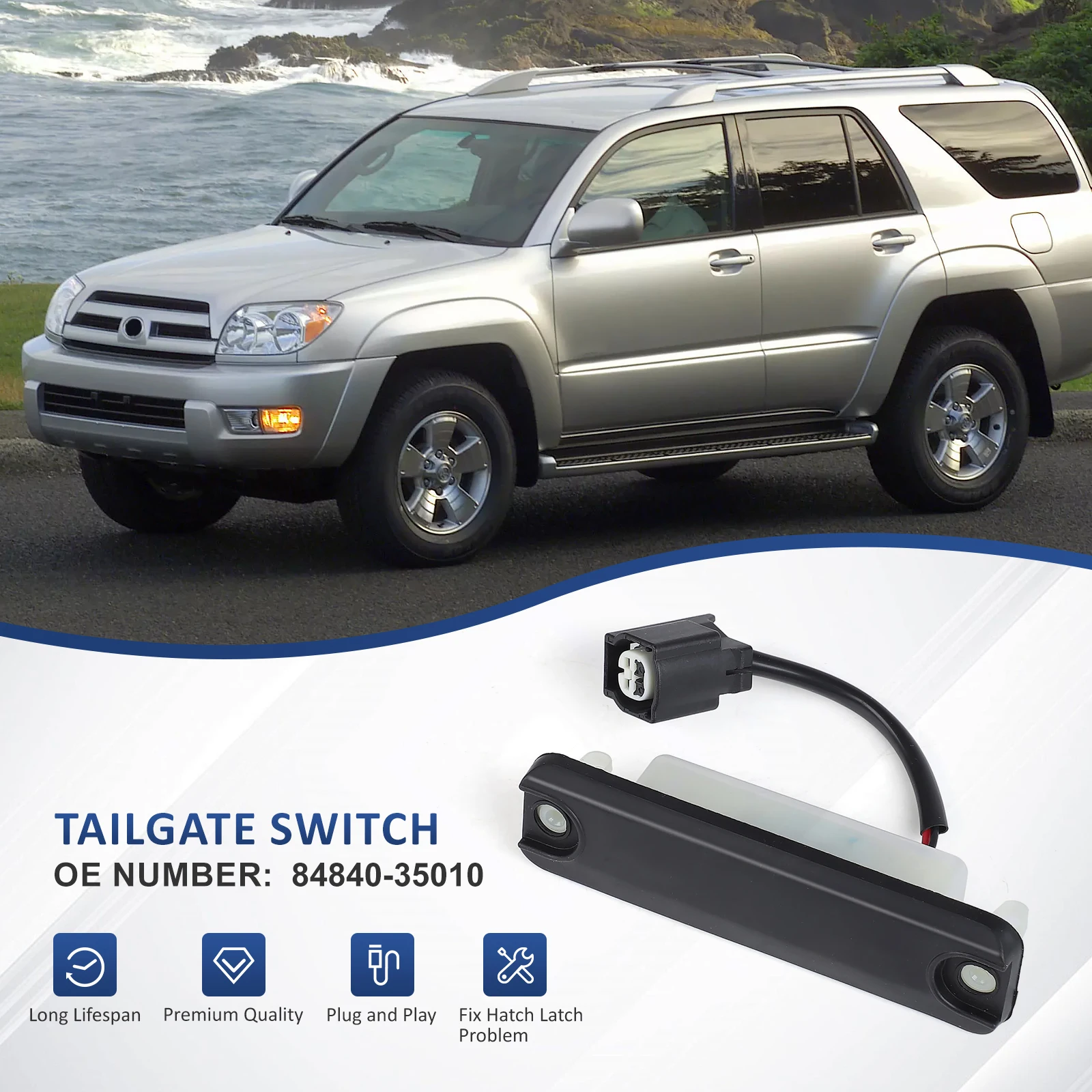 84840-35010 Черный ABS переключатель задней двери кнопка открытия автомобильные