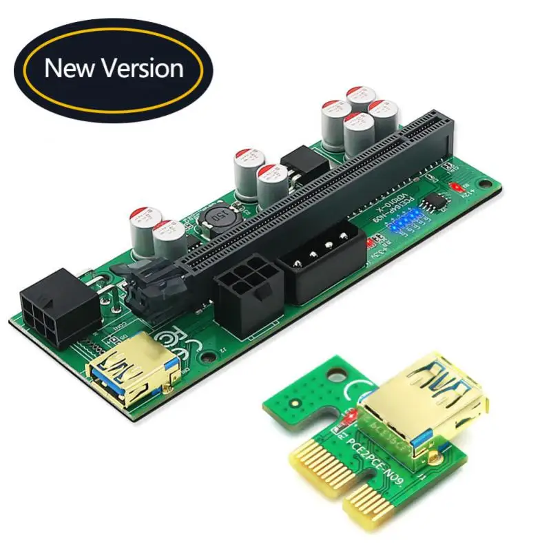 

6-контактный медный провод Usb Pcie Riser зеленый Pcie X1 до X16 карта Riser высококачественный коннектор Pci-e Стабильный Портативный адаптер Pci-e