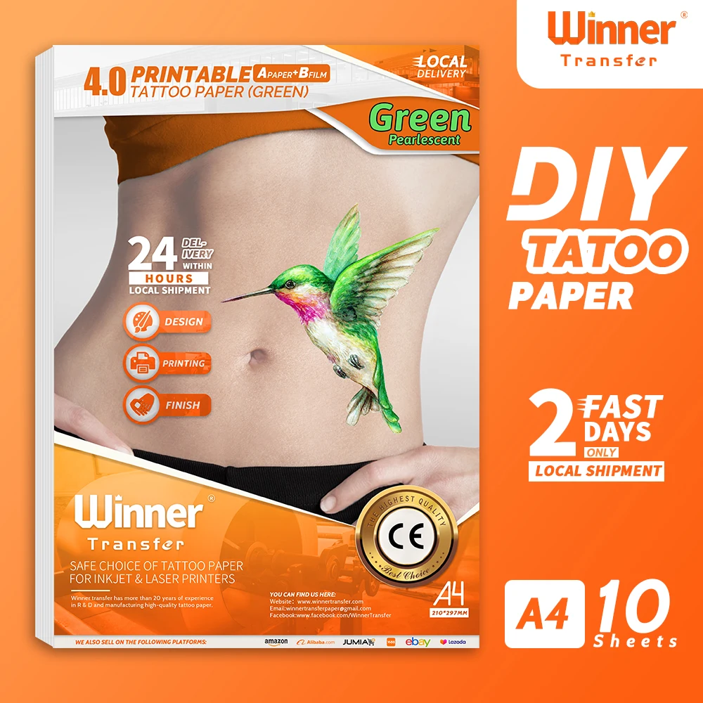 WinnerTransfer -50%Printable Temporary Tattoos Transfer Tattoo Paper Skin Tattoo Print Paper  for Inkjet or Laser Printer