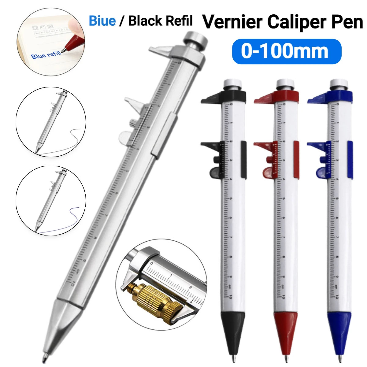 Многофункциональная Шариковая Ручка С Штангенциркуль 0-100 Линейка Студенческие