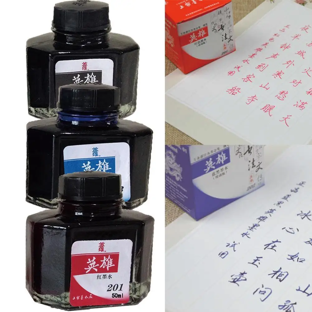 

50ml Red Blue Black Bottled Glass Pen Ink Smooth Writing Office Fountain Pen Supplies Student Stationery Ink Refill