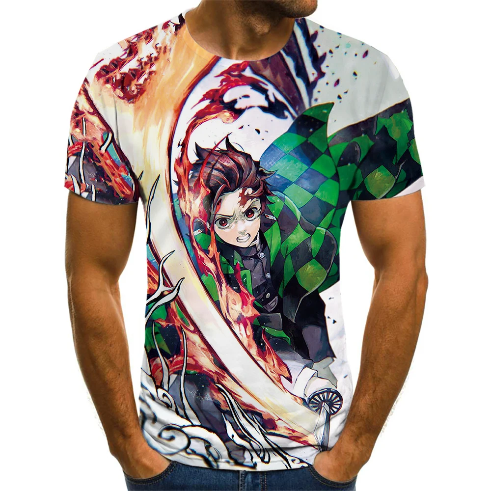 

2022 New 3D Printing Men's T-shirt Classic Japanese Anime Ghost Slayer Boy T-shirt Men's Casual Fun Cosplay Boys Girls Clothing