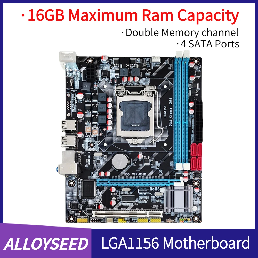 

LGA1156 Desktop Motherboard 16GB RAM DDR3 Memory Computer Motherboard 4 SATA PC Mainboard Dual Channel for I3 530/i5 750/660CPU