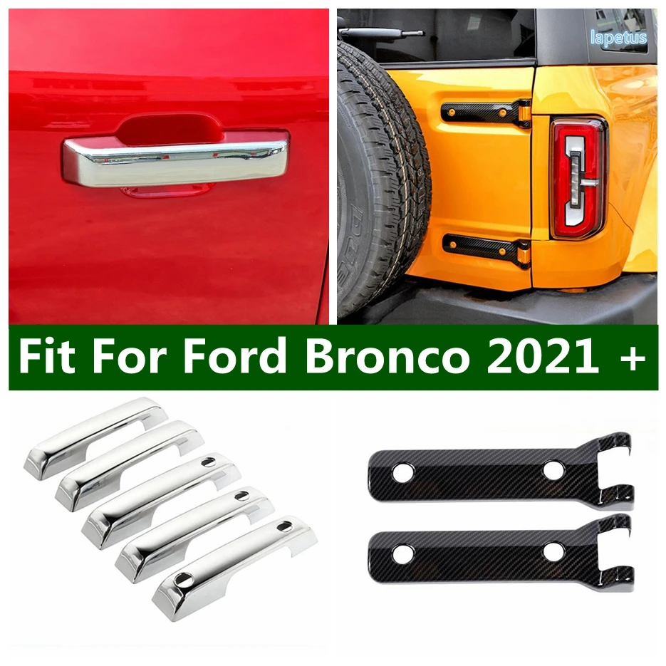 

Chrome Exterior Parts Fit For Ford Bronco 2021 2022 Car Door Handle Molding Tailgate Hinge Cover Trims Carbon Fiber Look