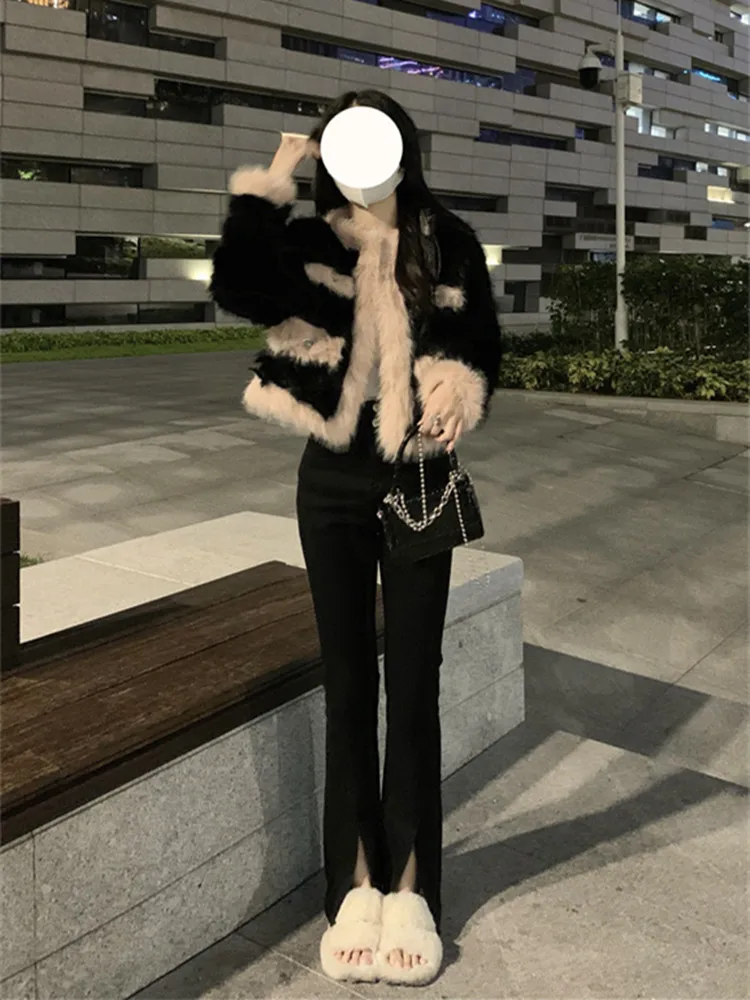 Faux Fur Winter Coat Women Turn Down Collar Long Jacket Oversized 2021 Korean Fashion Thick Warm Outwear Ladies Parkas