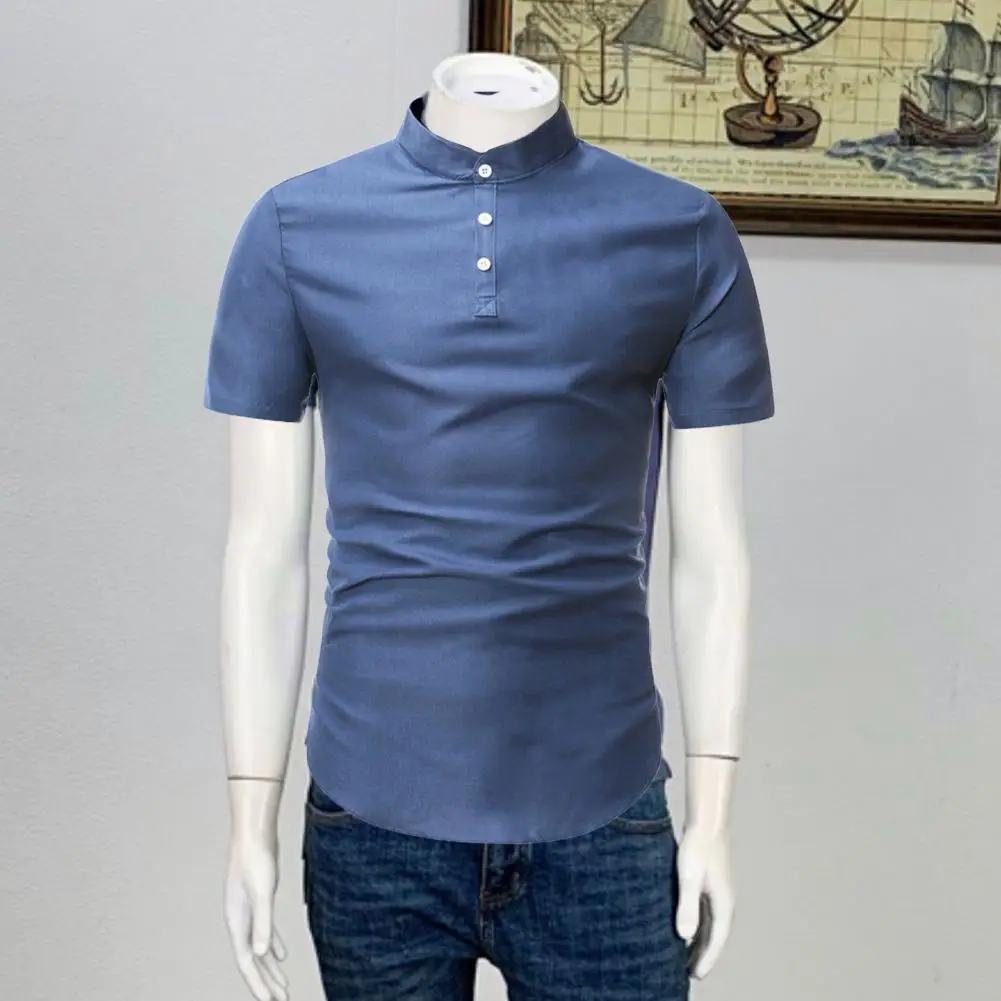 

Formal Buttons Short Sleeves Firm Stitching Men Tops Office Clothes