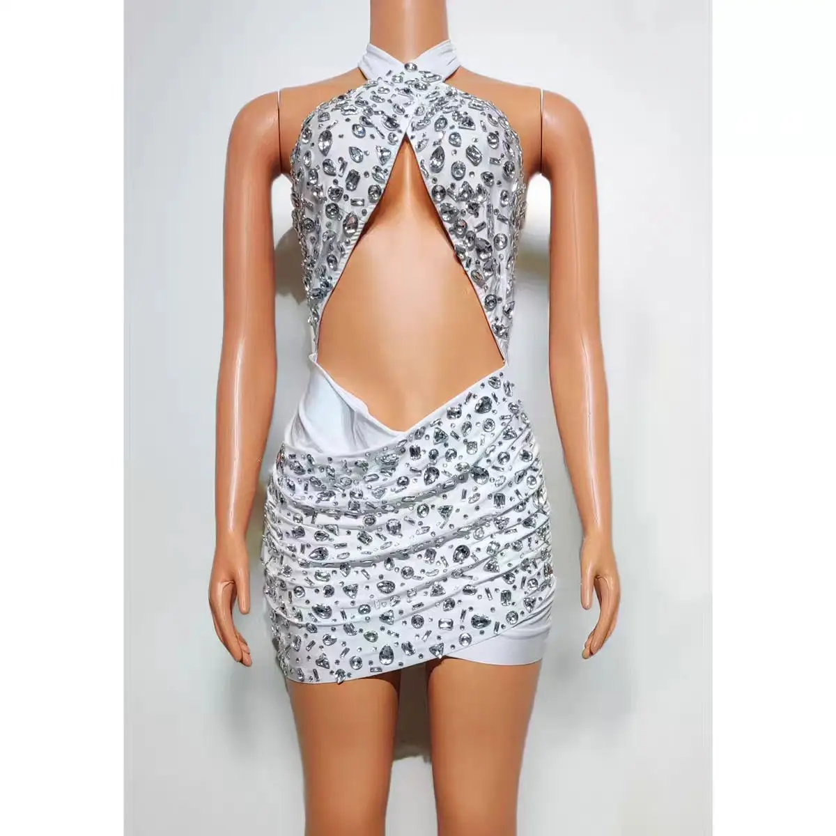 Пикантная Короткая юбка для живота со стразами одежда ночного клуба диджея бара