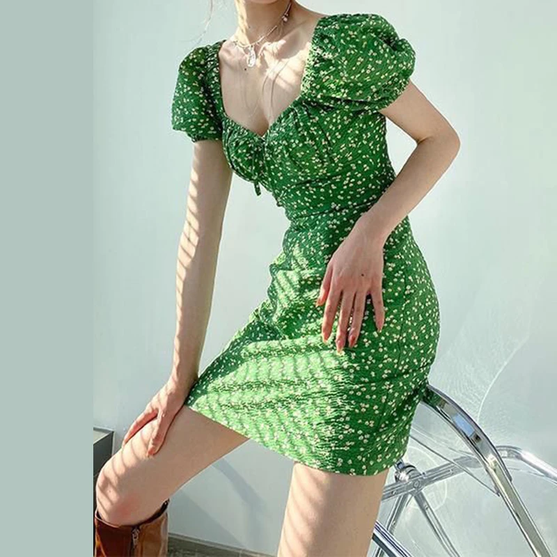 

Женское платье с высокой талией, Привлекательное платье-бюстгальтер из 2022 полиэстера, облегающее платье до середины икры с квадратным выре...