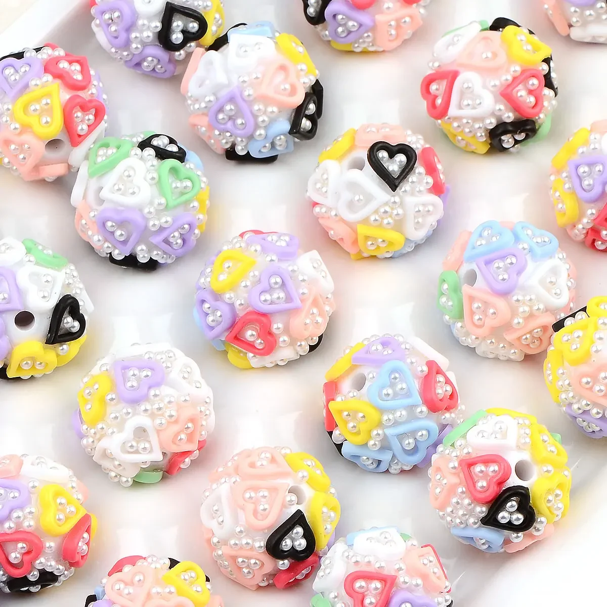 1 8 см 5 шт. разные цвета разноцветные вставки в форме сердца искусственный жемчуг