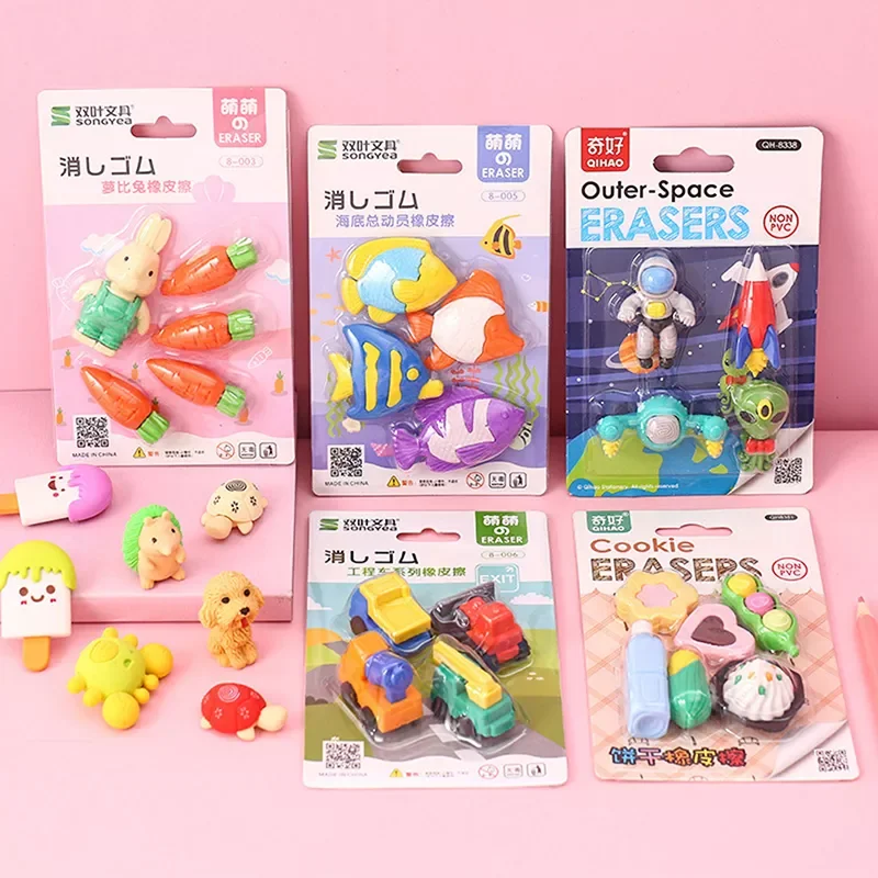

Kawaii Cartoon Boxed Eraser Cute Stationery School Girl Student Supply