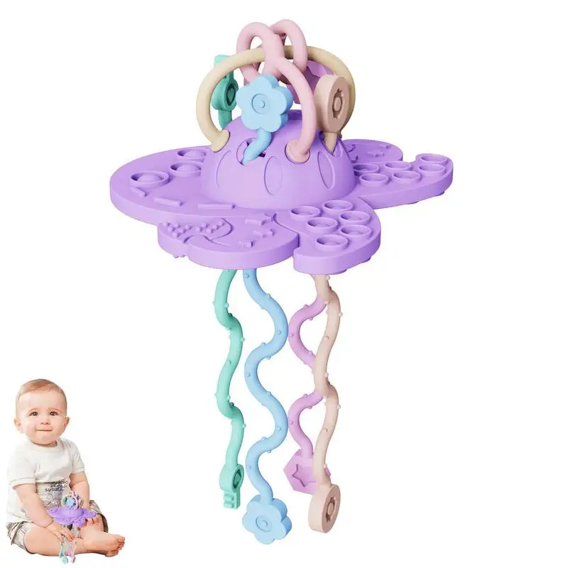 

Игрушка-Осьминог для дома, тянущийся самолёт с мягкими кнопками, силиконовые игрушки Монтессори, Тянущая игрушка для малышей K