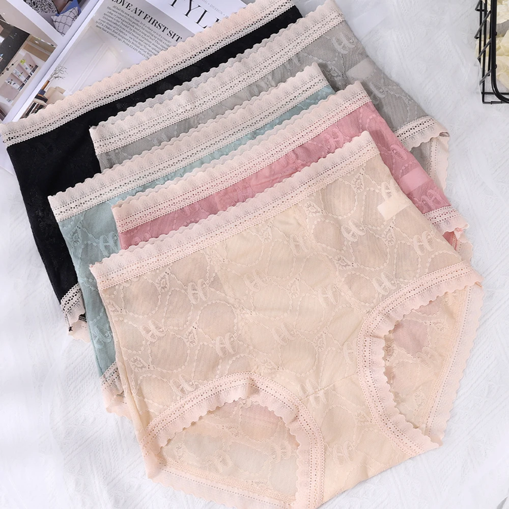 

M-XL Women's Underwear Sexy Lace Panties Comfortble Mulberry Silk Underpants Fashion Briefs High Waist Panty Female Lingerie