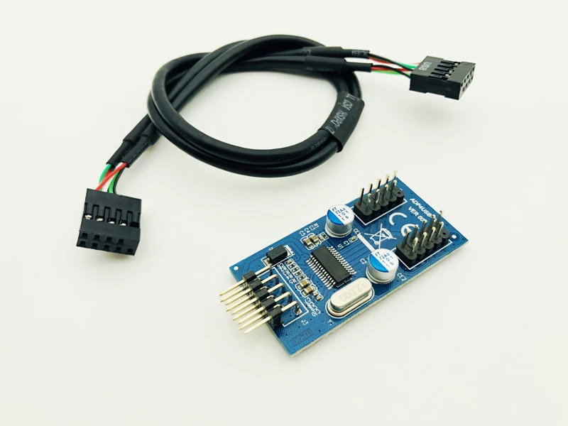 

USB-разветвитель для материнской платы, 9 pin разветвитель, 1-2 удлинительных кабеля, USB-адаптер, хаб с 9 pin разъемами, усилитель порта для настольного компьютера