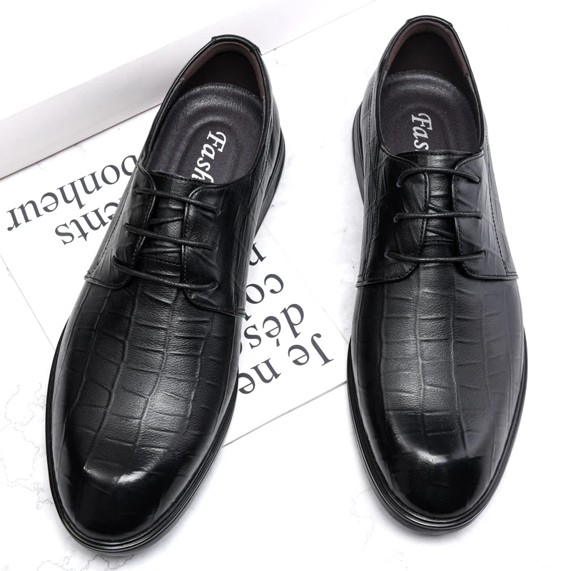 

Derby Shoe Men Business Formal Shoes Black PU Low Heel Lace Up Classic Comfortable Non Slip Banquet Men Shoes