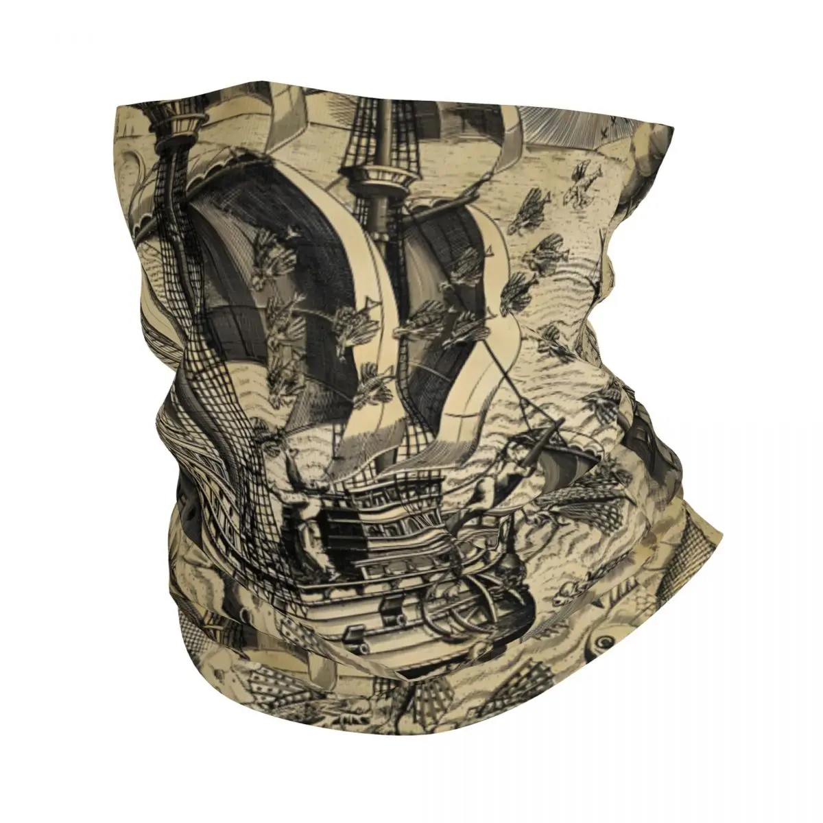 Винтажный шарф-Бандана с изображением морских монстров