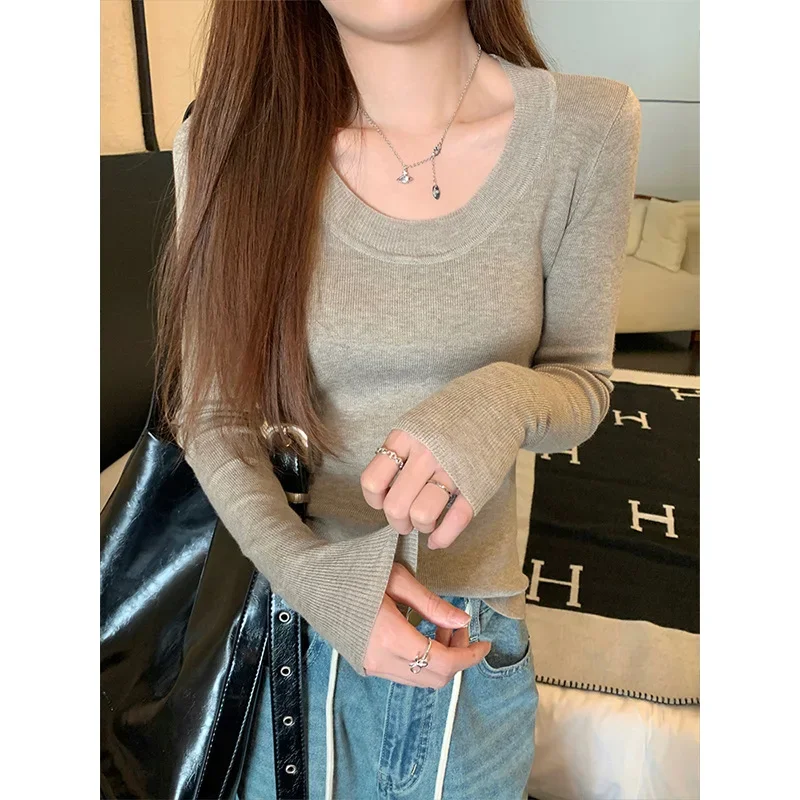 Женский трикотажный пуловер с длинным рукавом повседневный элегантный