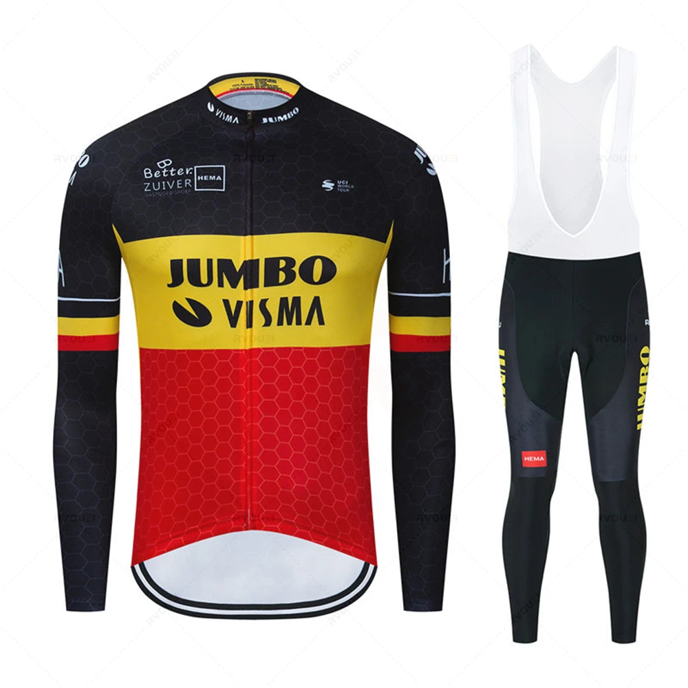 2022 Весенняя тонкая профессиональная команда Jumbo Visma с длинным рукавом Велоспорт