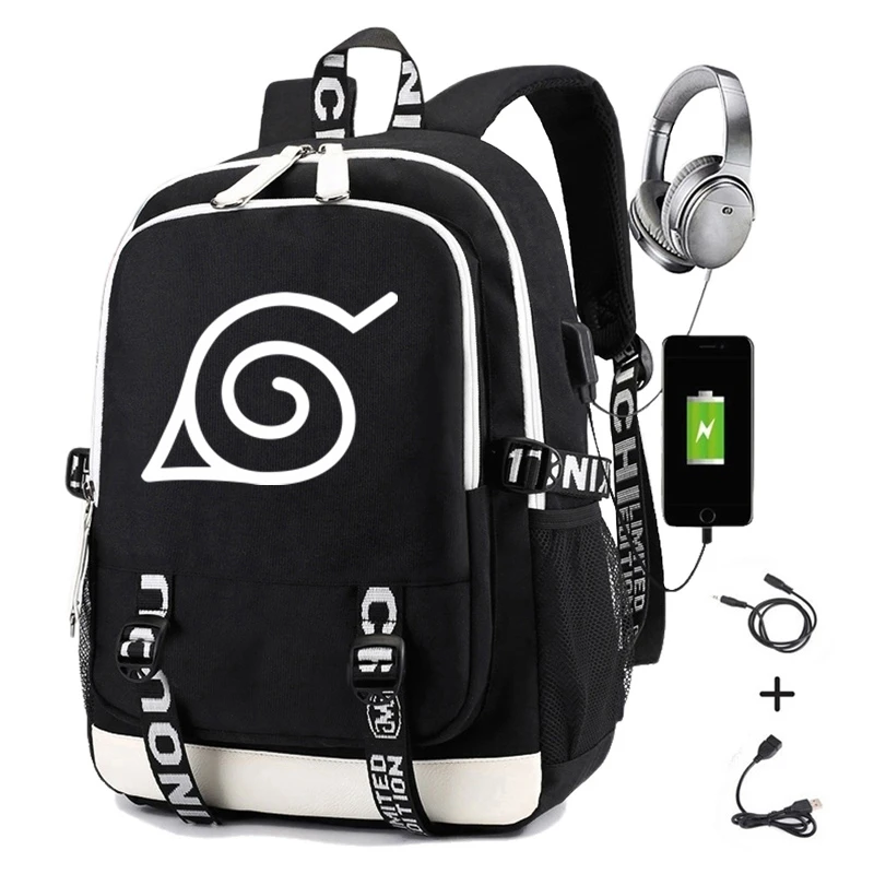 

Anime Naruto Backpack Sharingan Teen Boys Student Schoolbag Backpack Sasuke Men Leisure Usb Travel Bags Back To School Rucksack
