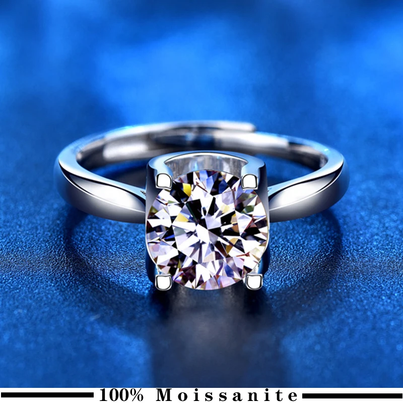 

Classic 925 Sterling Silver Moissanite Ring 1ct 2ct 3ct carat D color jewelry Simple style Anniversary Ring