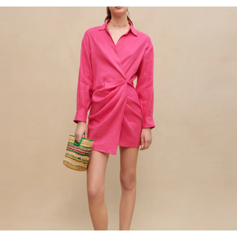 

VII Brand M 2023 Summer One-piece Shirt-style Dresses New In External In Promotion with Free Shipping Elegant and Korean Fashion