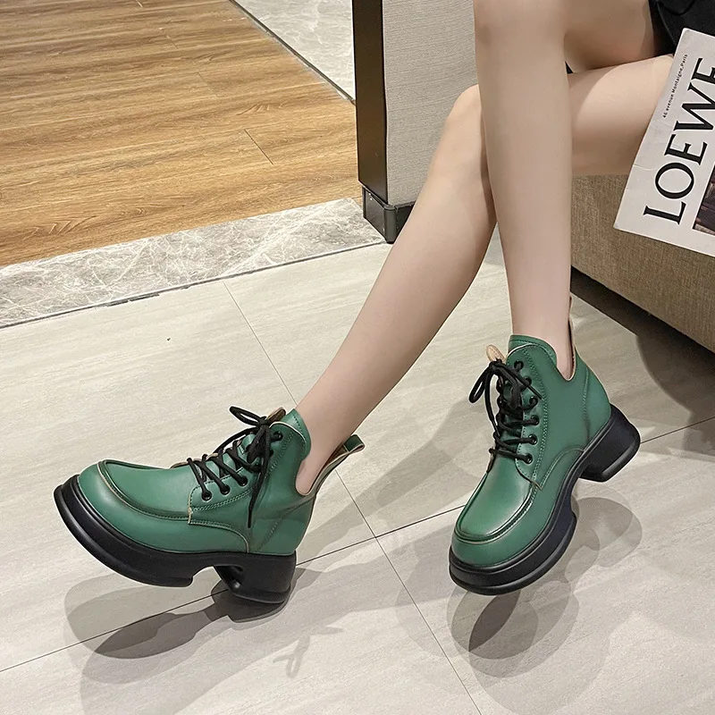 Luxury Brand Women's Fashion Round Toe Ankle Boots Autumn Comfortable Feminine Thick Botines De Mujer Ladies Sexy Winter Botines