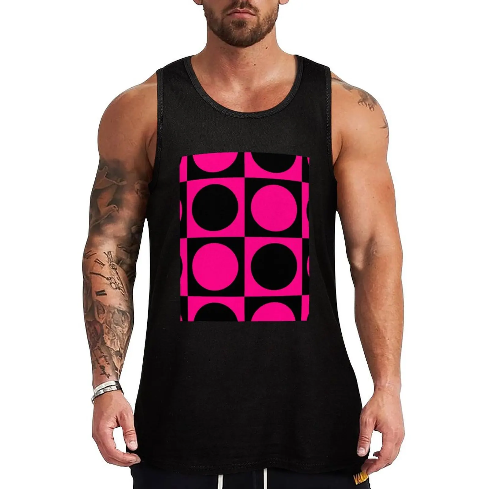 60-е годы Pink Circle Mod Mondrian Tank Top Мужские товары для спортзала спортивный топ