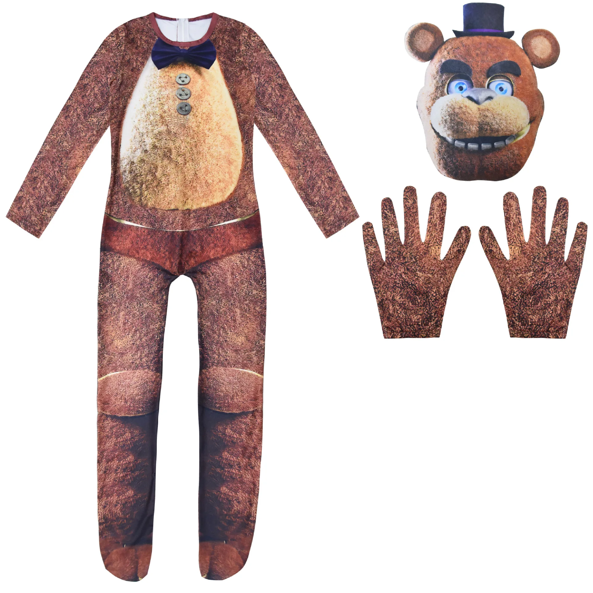 Детский комбинезон Fnaf Freddy Horror Bear маска перчатки наряд для мальчиков и девочек
